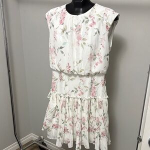 Floral Sleeveless Dress with Pleated Skirt